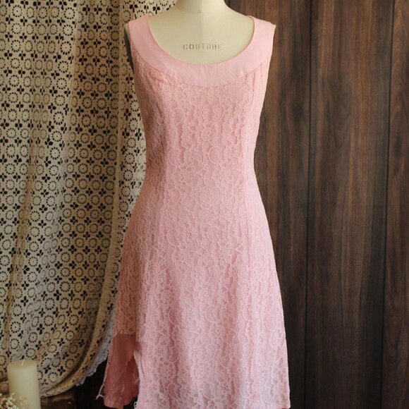 Vintage 1960s Vintage Dress and Jacket, Lilli Diamond Pink Lace Designer Frock - Picture 4 of 10